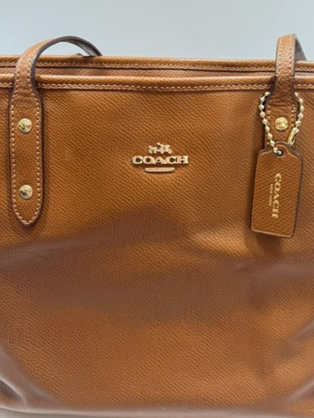 Coach Pebbled Leather City Zip Tote Bag Brown w/COA EUC - Picture 7 of 12